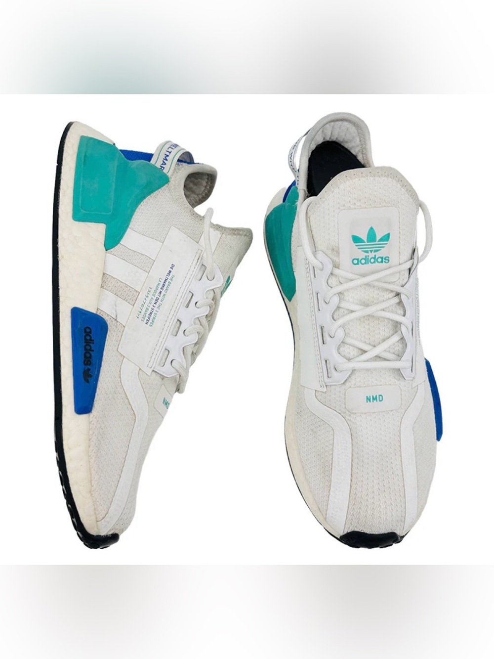 Adidas NMD_R1 V2 Core White Cyan Blue Running Sneakers Shoes-Mens 13